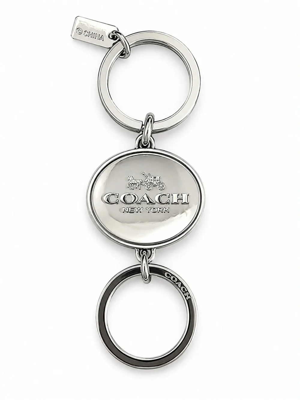 Coach Signature C Turnlock Valet Key Fob Keychain Silver Tone